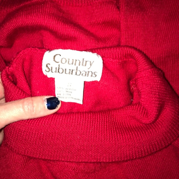 Vintage 1980s Red Comfy Wool MockNeck Sweater - Picture 6 of 6